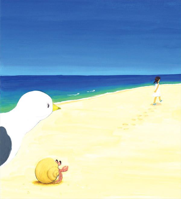 The girl walks briskly away. Carly and the seagulls stare at her back.