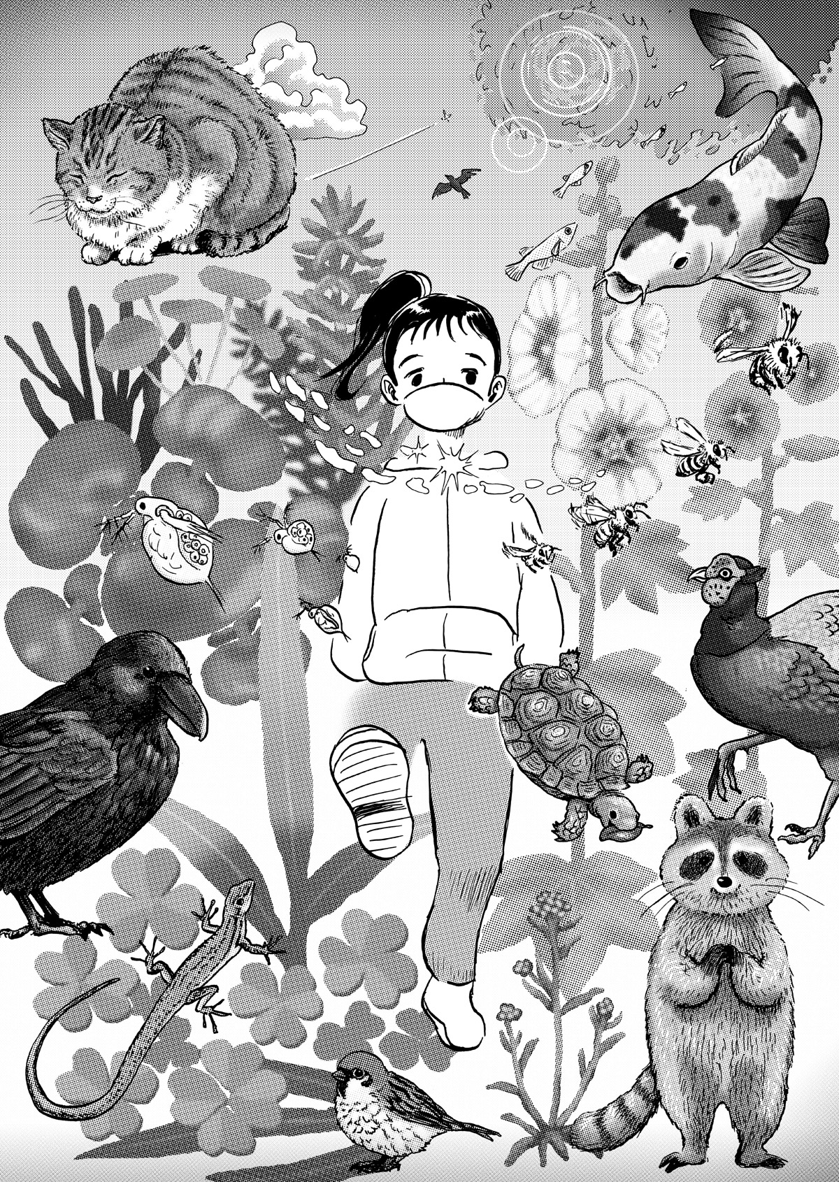 散歩中出会う生き物たち。鮮やかな自然。