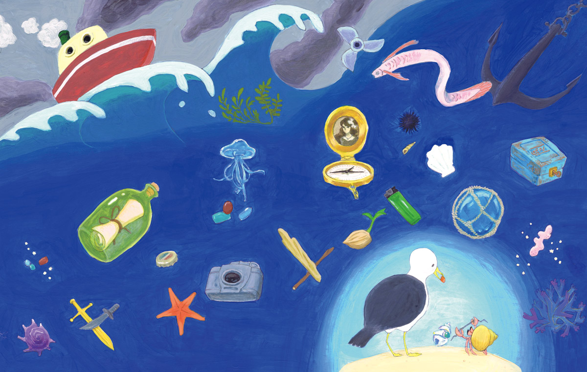 友達になる計画。綺麗なガラスや石でカーリーの貝殻を飾ろう。