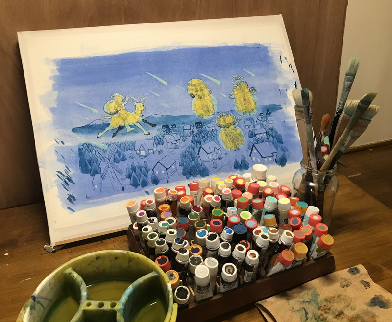 絵を描いている景色