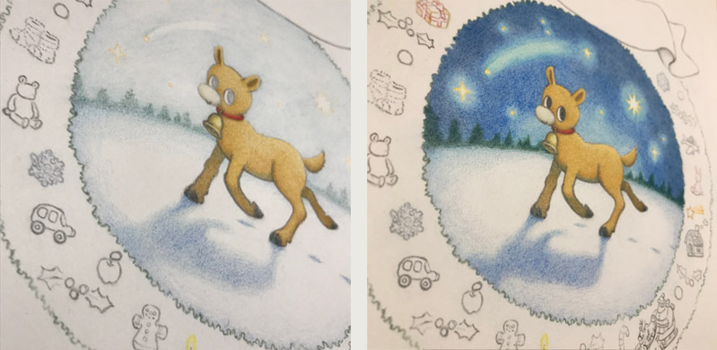 色鉛筆が濃くなるところ